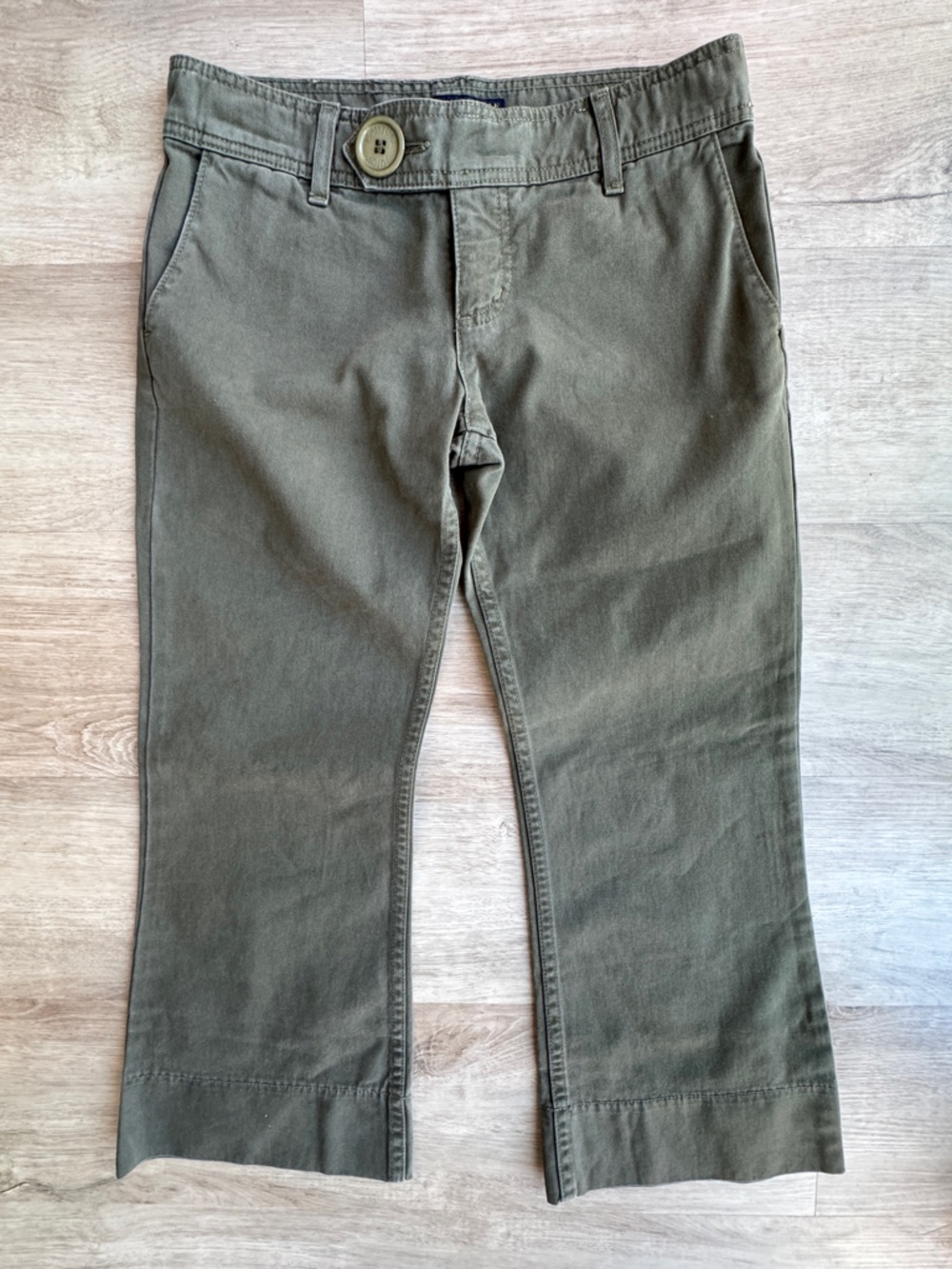 Juicy Couture Vintage Y2K Regular Rise Trouser Capri Olive Pants Sz 26